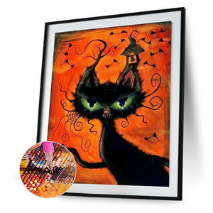 Halloween Kitten 30x40cm(canvas) full round drill diamond painting