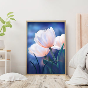 White Tulip 30x40cm(canvas) full round drill diamond painting