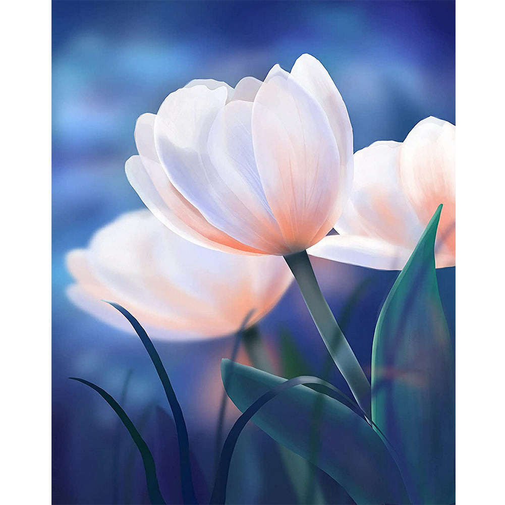 White Tulip 30x40cm(canvas) full round drill diamond painting