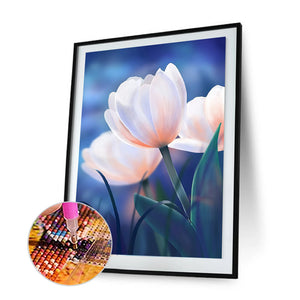 White Tulip 30x40cm(canvas) full round drill diamond painting