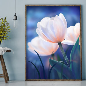 White Tulip 30x40cm(canvas) full round drill diamond painting