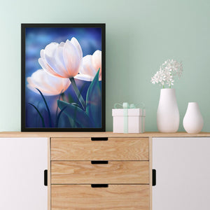 White Tulip 30x40cm(canvas) full round drill diamond painting