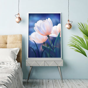 White Tulip 30x40cm(canvas) full round drill diamond painting