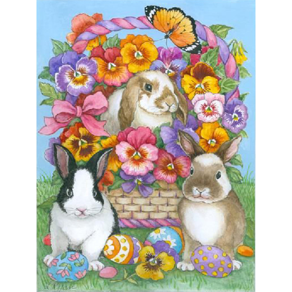 Rabbit Animals 30x40cm(canvas) full round drill diamond painting