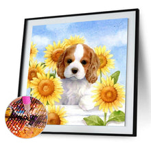 Load image into Gallery viewer, Puppy Sunflower 40x40cm(canvas) full round drill diamond painting
