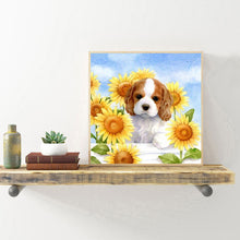 Load image into Gallery viewer, Puppy Sunflower 40x40cm(canvas) full round drill diamond painting
