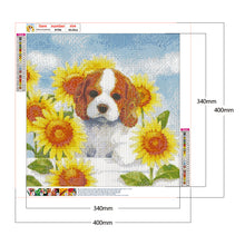 Load image into Gallery viewer, Puppy Sunflower 40x40cm(canvas) full round drill diamond painting
