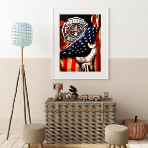 Flag & Eagle 35x50cm(canvas) full round drill diamond painting