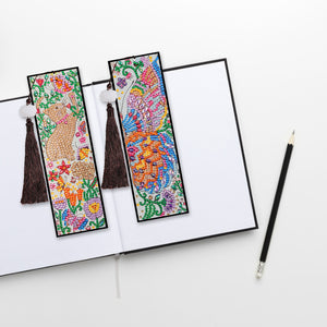 2pcs Special Shaped Drill Diamond Leather Tassel Bookmark DIY Art (SQ03)
