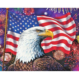 Eagle & Flag 50x40cm(canvas) full round drill diamond painting