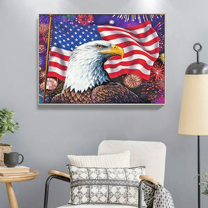 Eagle & Flag 50x40cm(canvas) full round drill diamond painting