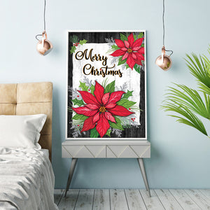 Merry Christmas Red Flower 30x40cm(canvas) full round drill diamond painting