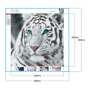 White Tiger 30x30cm(canvas) partial crystal drill diamond painting