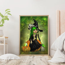 Load image into Gallery viewer, Halloween Pumpkin Girl 30x40cm(canvas) full round drill diamond painting
