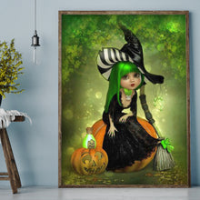 Load image into Gallery viewer, Halloween Pumpkin Girl 30x40cm(canvas) full round drill diamond painting
