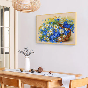Little White Chrysanthemum Basket 40x30cm(canvas) full round drill diamond painting