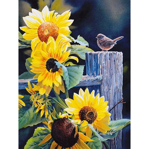 Sunflower & Bird 30x40cm(canvas) full round drill diamond painting