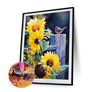Sunflower & Bird 30x40cm(canvas) full round drill diamond painting
