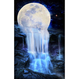 Waterfall Under The Moon 45x70cm(canvas) full square drill diamond painting