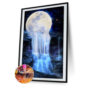 Waterfall Under The Moon 45x70cm(canvas) full square drill diamond painting