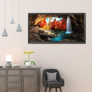 Stone Cave Waterfall 80x40cm(canvas) full square drill diamond painting
