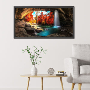 Stone Cave Waterfall 80x40cm(canvas) full square drill diamond painting