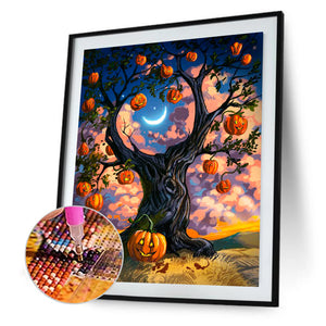 Halloween Pumpkin Tree 30x40cm(canvas) full round drill diamond painting