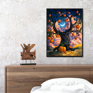 Halloween Pumpkin Tree 30x40cm(canvas) full round drill diamond painting