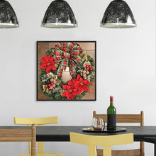 Load image into Gallery viewer, Christmas Red Flower Wreath 40x40cm(canvas) full round drill diamond painting
