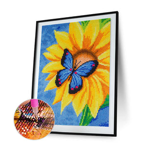 Sunflower Butterfly 30x40cm(canvas) full crystal drill diamond painting