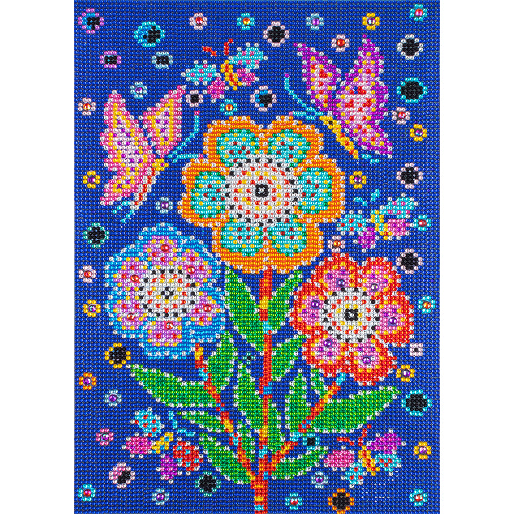 Color Flower Butterfly 30x40cm(canvas) full crystal drill diamond painting