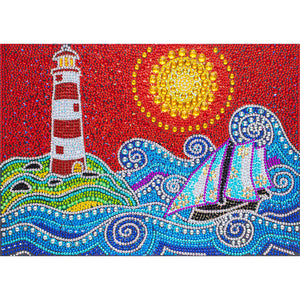 Waves Lighthouse 40x30cm(canvas) full crystal drill diamond painting