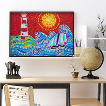 Load image into Gallery viewer, Waves Lighthouse 40x30cm(canvas) full crystal drill diamond painting
