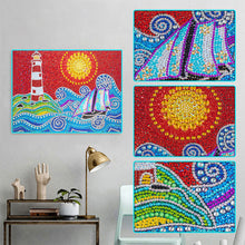 Load image into Gallery viewer, Waves Lighthouse 40x30cm(canvas) full crystal drill diamond painting
