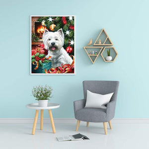 Christmas Puppy 30x40cm(canvas) full round drill diamond painting
