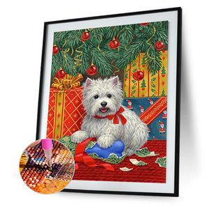 Christmas Puppy 30x40cm(canvas) full round drill diamond painting