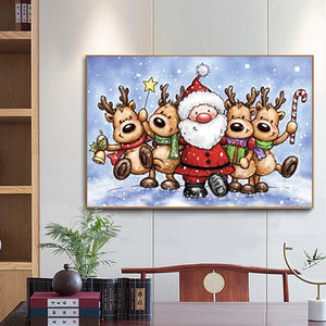 Santa & Elk 40x30cm(canvas) full round drill diamond painting