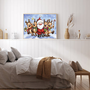 Santa & Elk 40x30cm(canvas) full round drill diamond painting