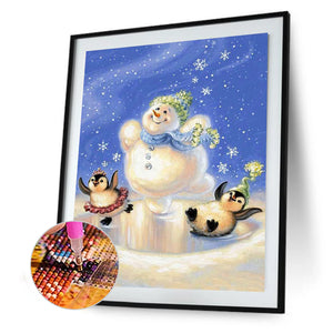 Snowman & Penguin 30x40cm(canvas) full round drill diamond painting