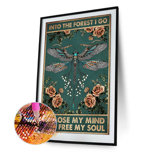 Dragonfly Rose English 30x45cm(canvas) full round drill diamond painting