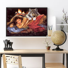Load image into Gallery viewer, Wolf Girl 50x40cm(canvas) full round drill diamond painting
