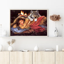 Load image into Gallery viewer, Wolf Girl 50x40cm(canvas) full round drill diamond painting
