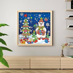 Polar Bear Christmas 40x40cm(canvas) partial special shaped drill diamond painting