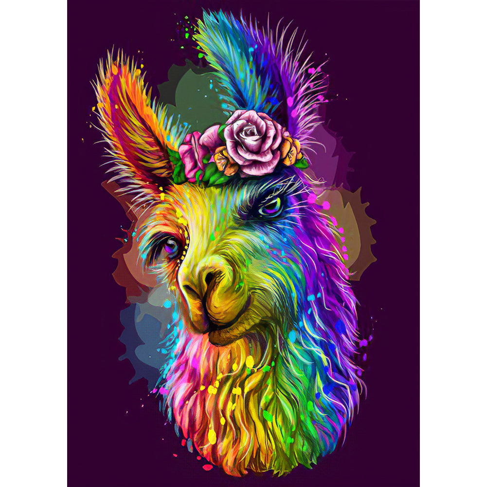 Colorful Alpaca 30x40cm(canvas) full round drill diamond painting