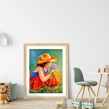Load image into Gallery viewer, Flower Picking Child 30x40cm(canvas) full round drill diamond painting

