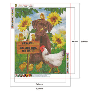 Dog & Chicken 40x50cm(canvas) full round drill diamond painting