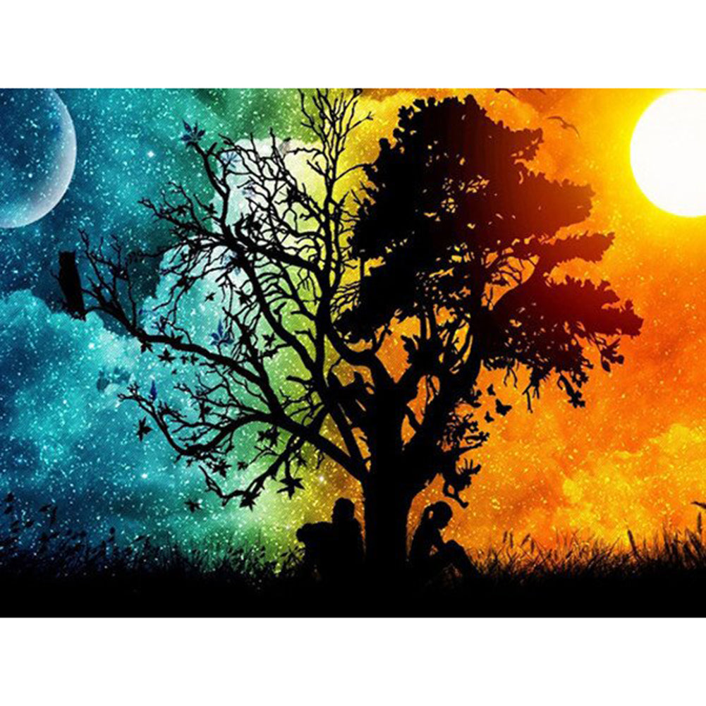 Sun Moon Tree 40x30cm(canvas) full round drill diamond painting