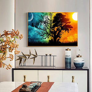Sun Moon Tree 40x30cm(canvas) full round drill diamond painting