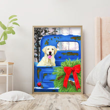 Load image into Gallery viewer, Dog In The Back Seat Of A Christmas Car 30x40cm(canvas) full round drill diamond painting
