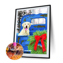 Load image into Gallery viewer, Dog In The Back Seat Of A Christmas Car 30x40cm(canvas) full round drill diamond painting

